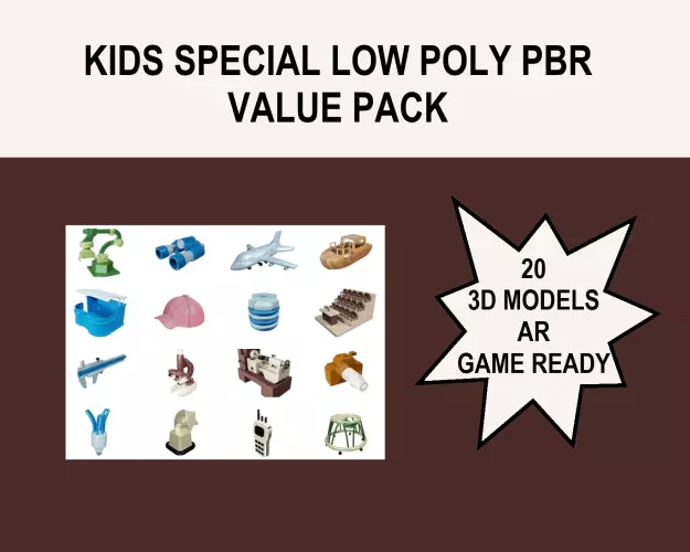 KIDS SPECIAL LOW POLY PBR VALUE PACK 3D Model Collection_0