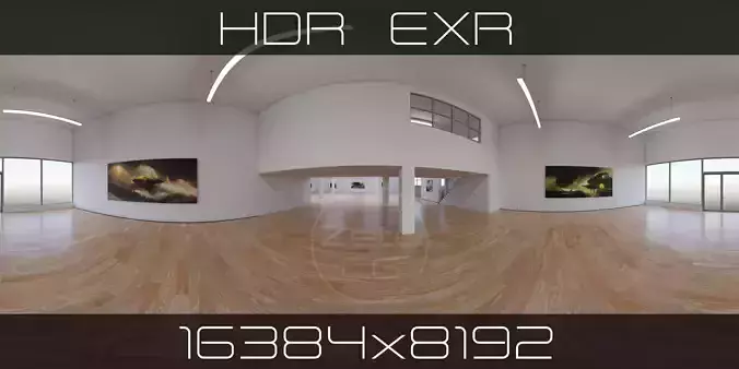 HDRI - Art Museum Gallery Interior 29 v2 - 16384x8192 Texture