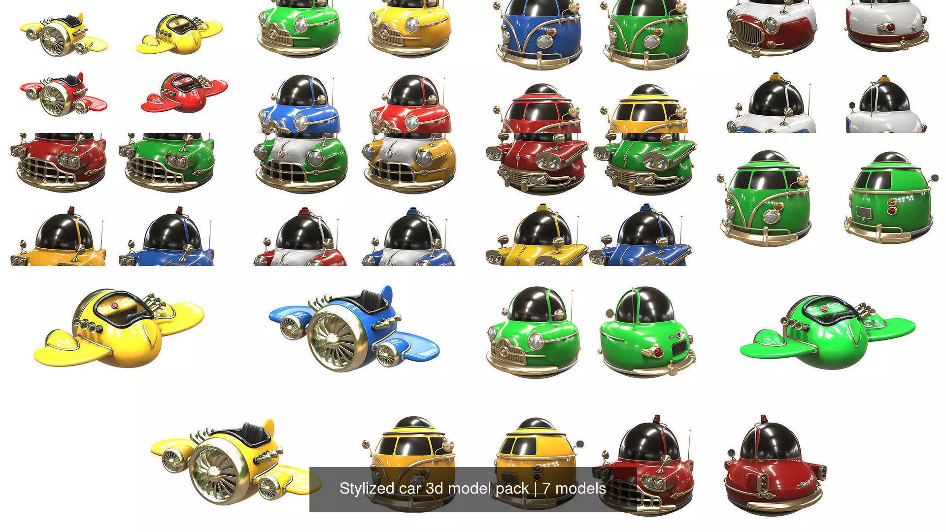 Stylized car 3d model pack 3D Model Collection_1