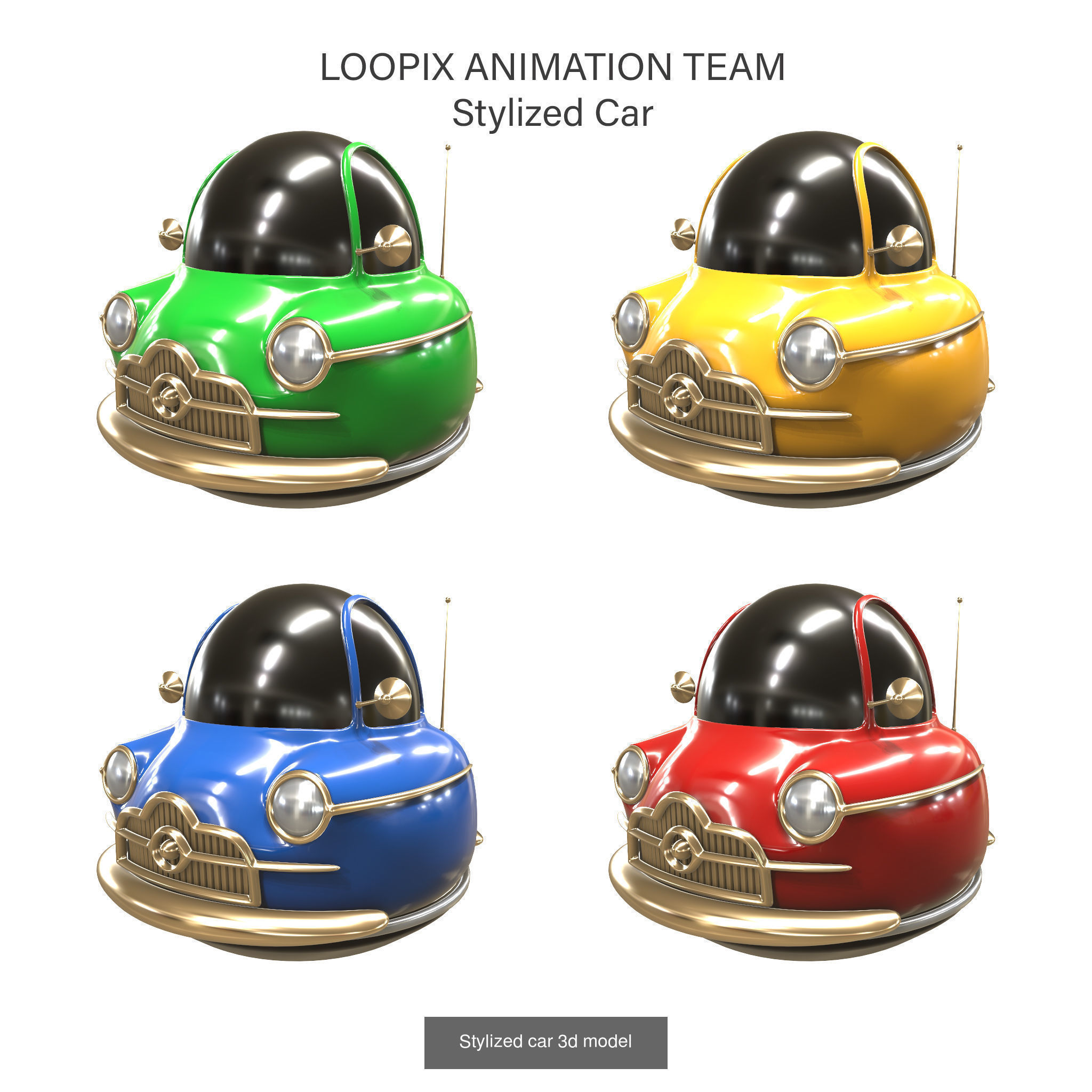 Stylized car 3d model pack 3D Model Collection_4