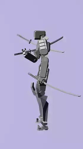 low-poly rigged ninja cyberpunk robot 