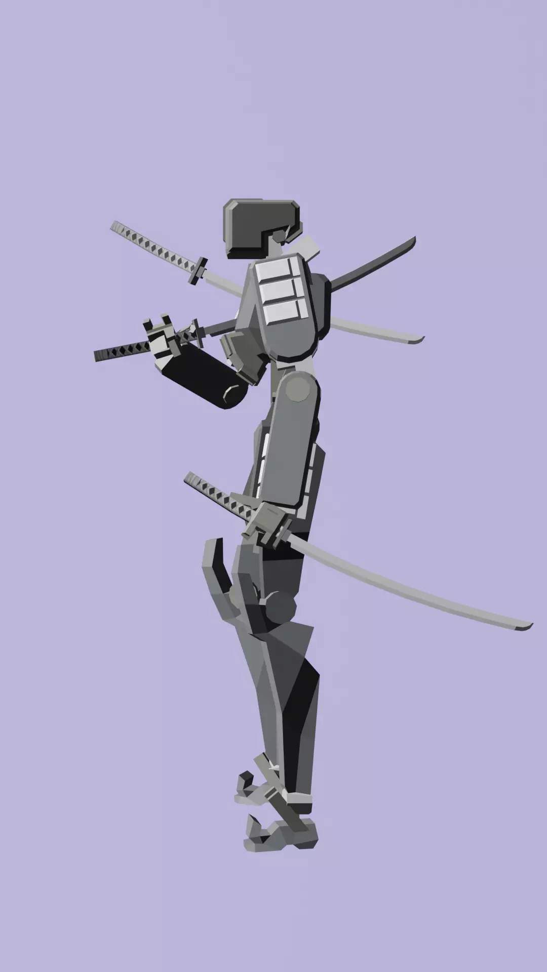 low-poly rigged ninja cyberpunk robot Free low-poly 3D model