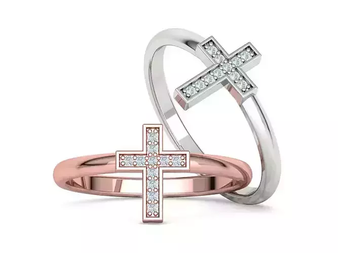 Diamond Cross Ring Fashion Small Cross Ring 3dmodel 3D print model