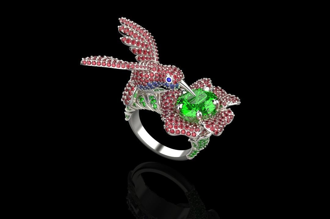 jewelry ring with precious stones exclusive 3D print model_10