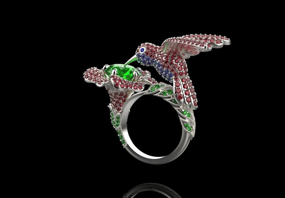 jewelry ring with precious stones exclusive 3D print model_13