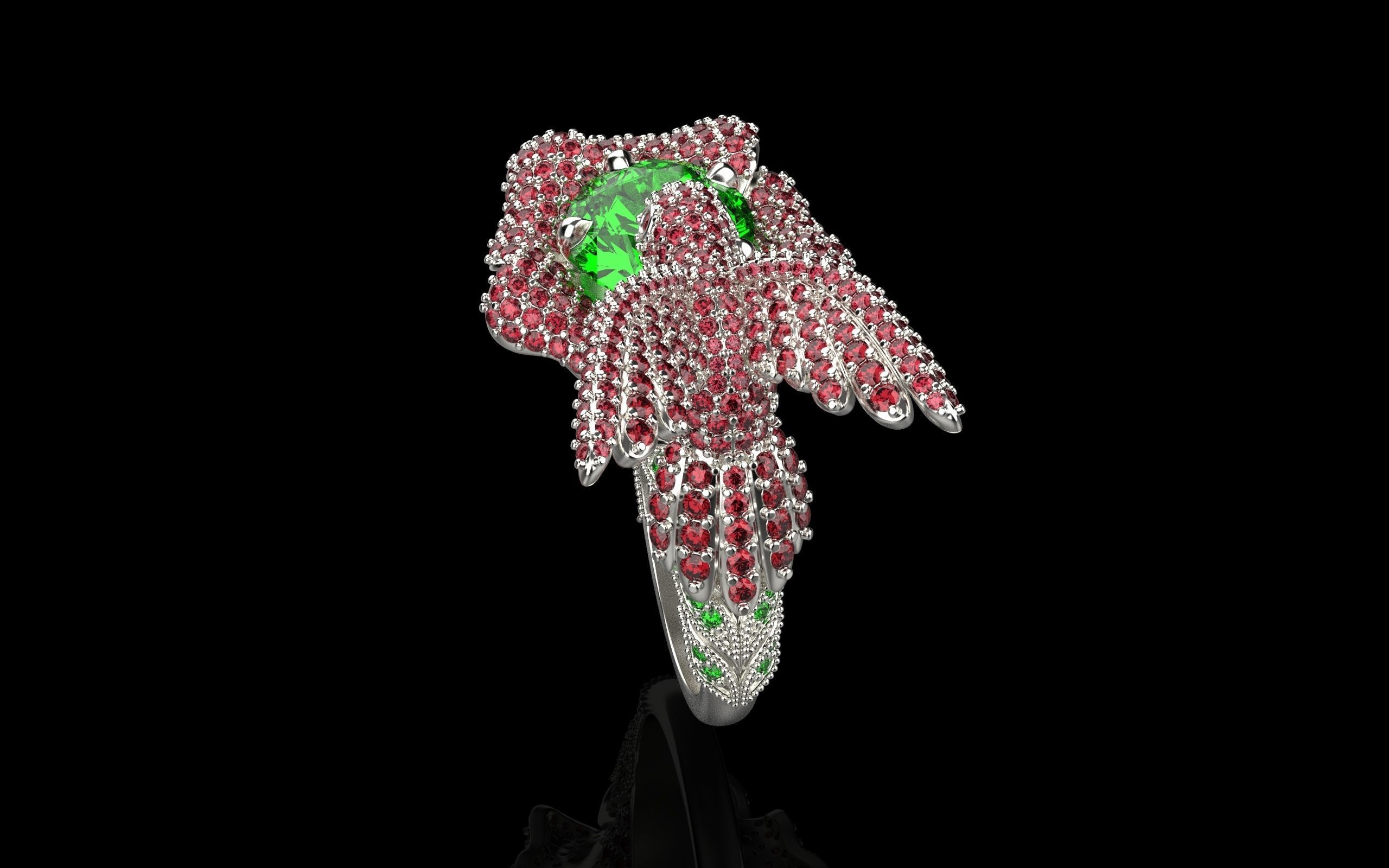 jewelry ring with precious stones exclusive 3D print model_38