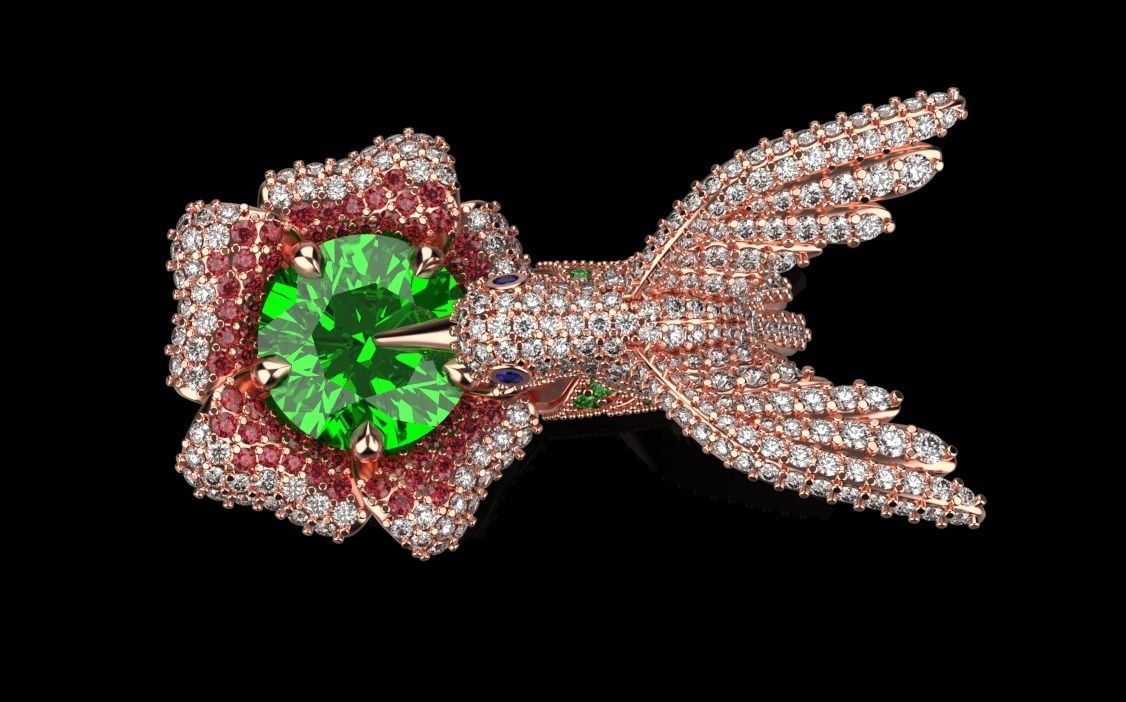 jewelry ring with precious stones exclusive 3D print model_30