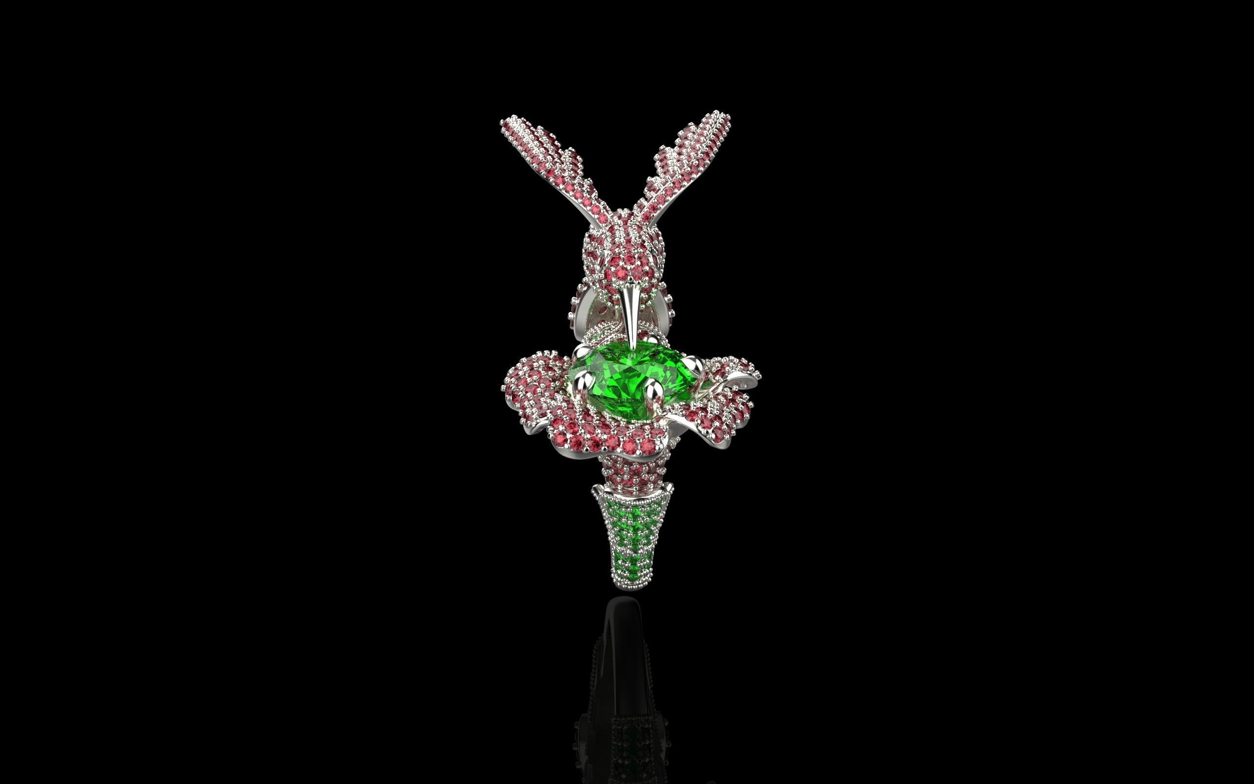 jewelry ring with precious stones exclusive 3D print model_35