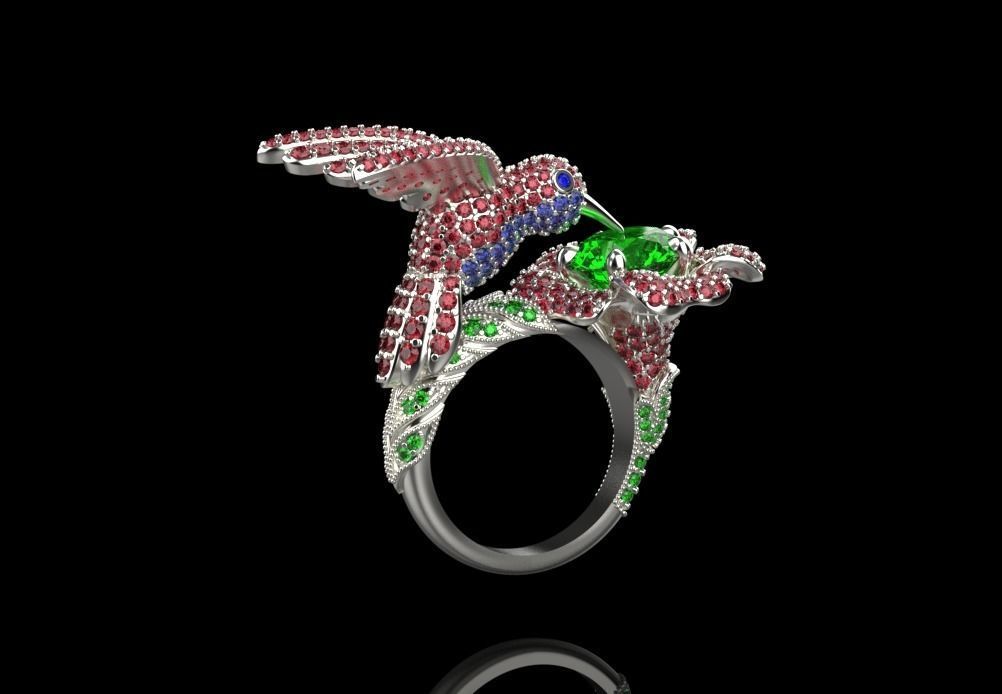 jewelry ring with precious stones exclusive 3D print model_11