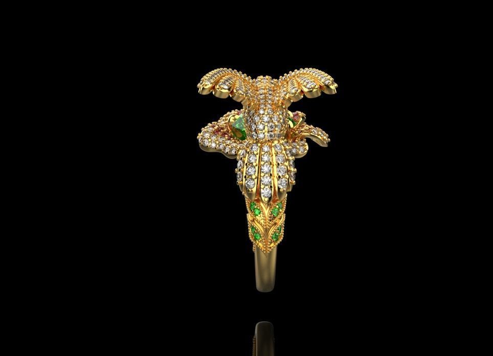jewelry ring with precious stones exclusive 3D print model_22