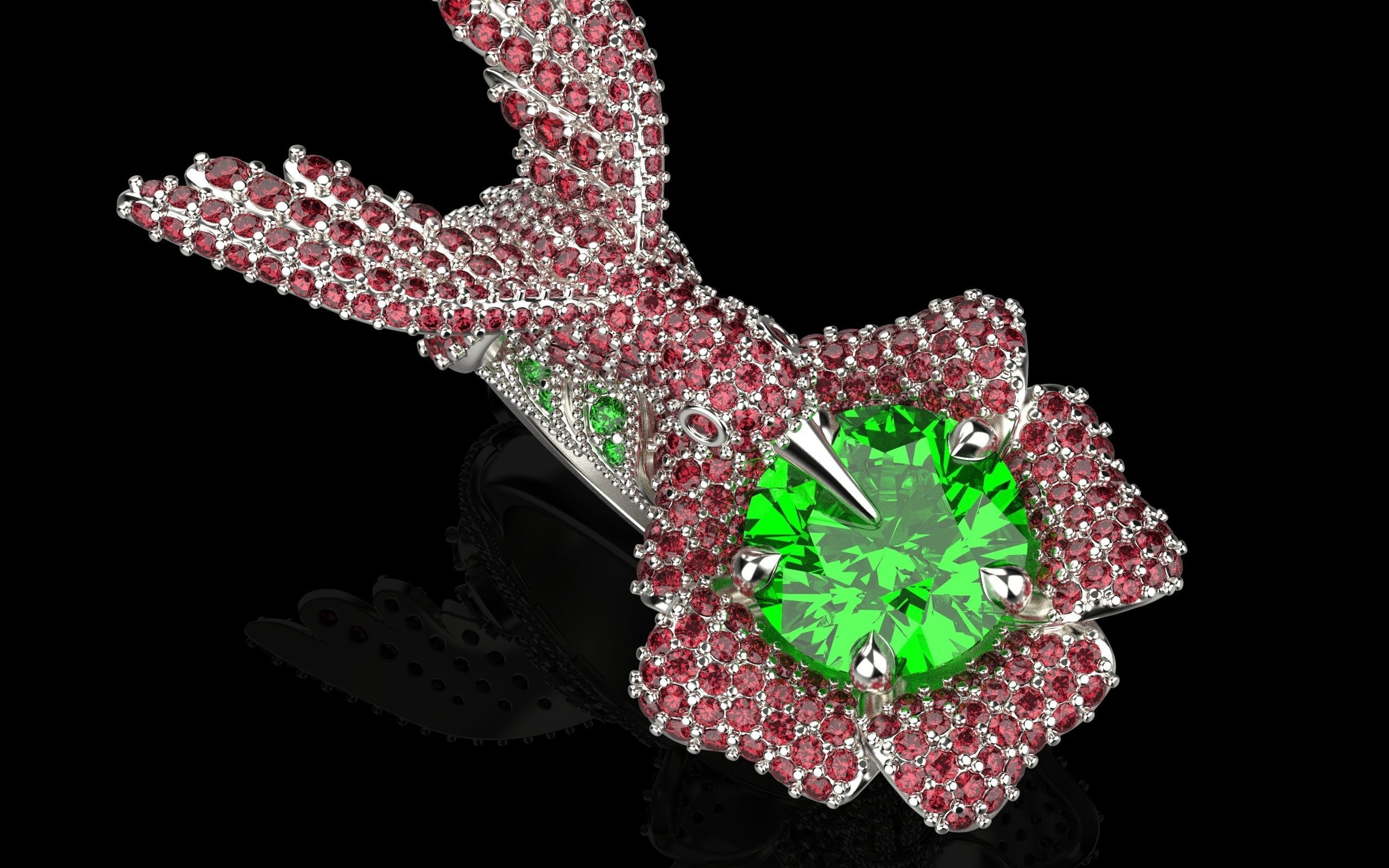 jewelry ring with precious stones exclusive 3D print model_9