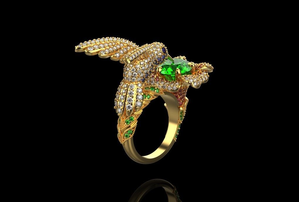 jewelry ring with precious stones exclusive 3D print model_21