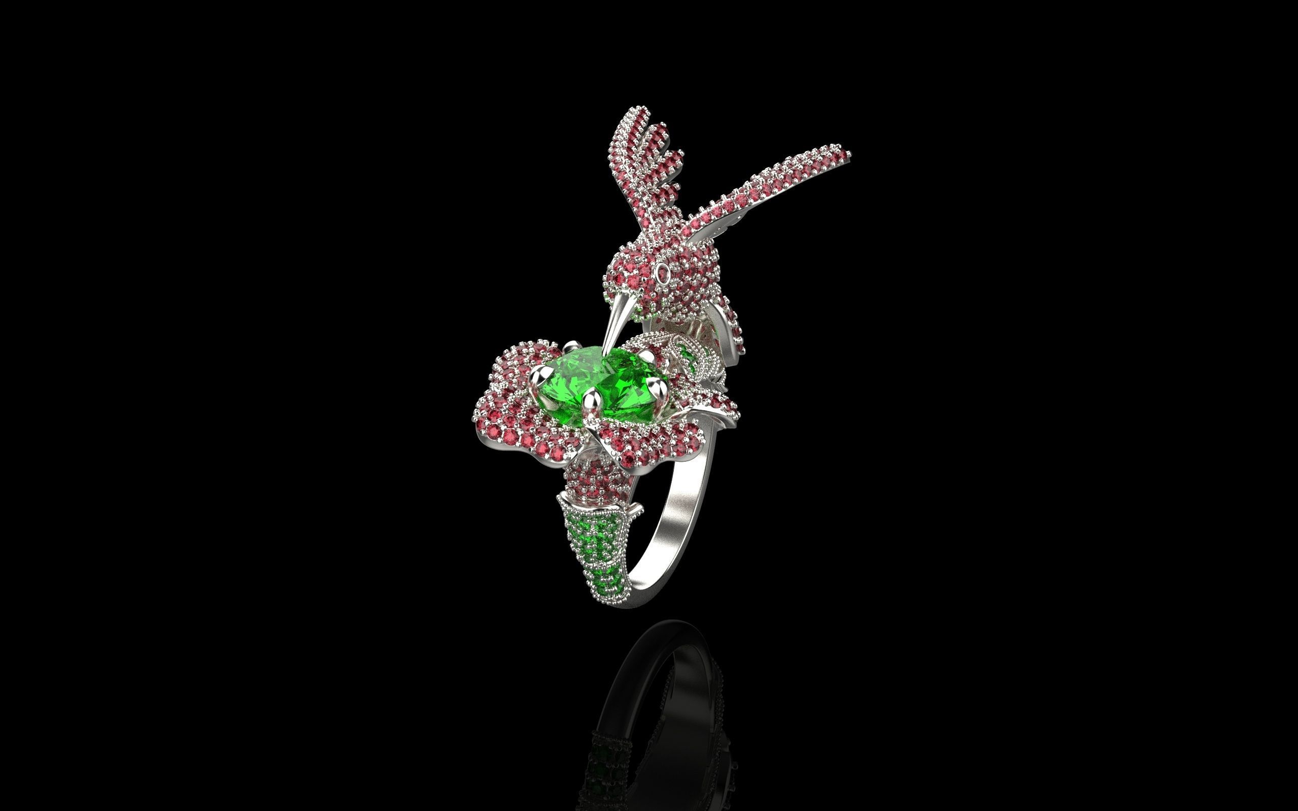 jewelry ring with precious stones exclusive 3D print model_36