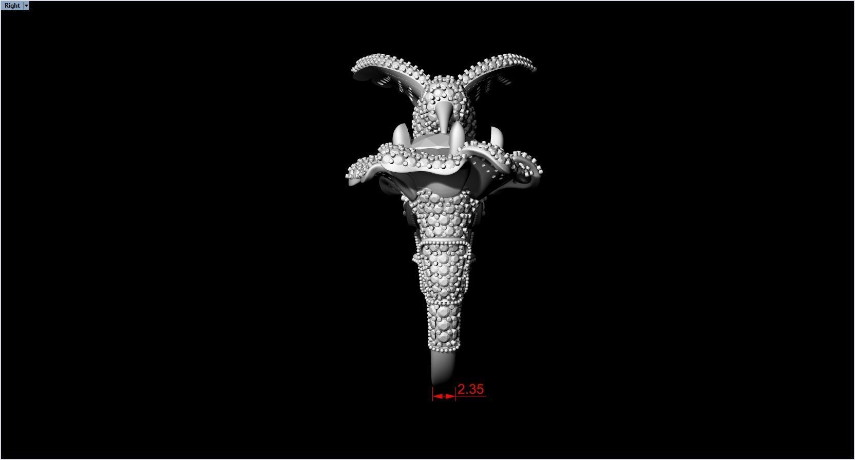 jewelry ring with precious stones exclusive 3D print model_4