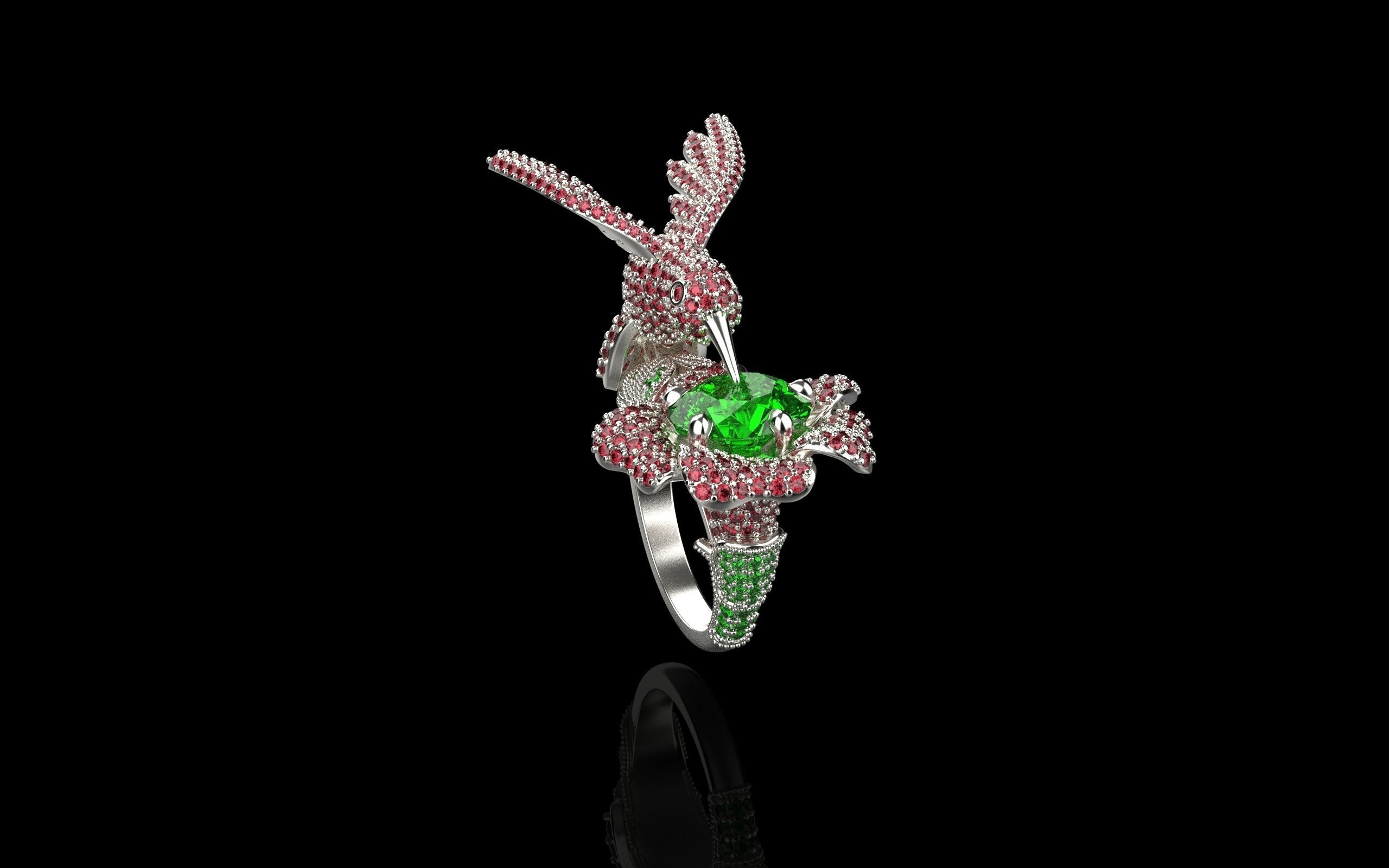 jewelry ring with precious stones exclusive 3D print model_32