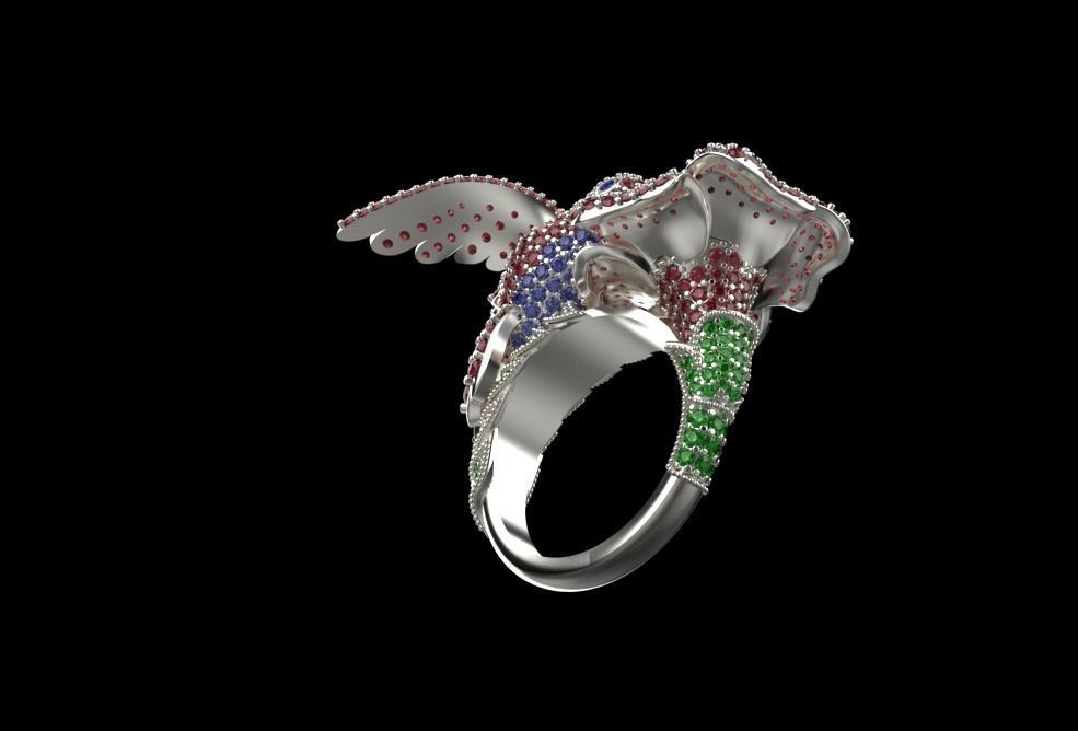 jewelry ring with precious stones exclusive 3D print model_19