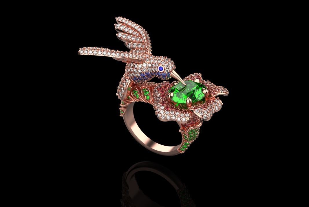 jewelry ring with precious stones exclusive 3D print model_26