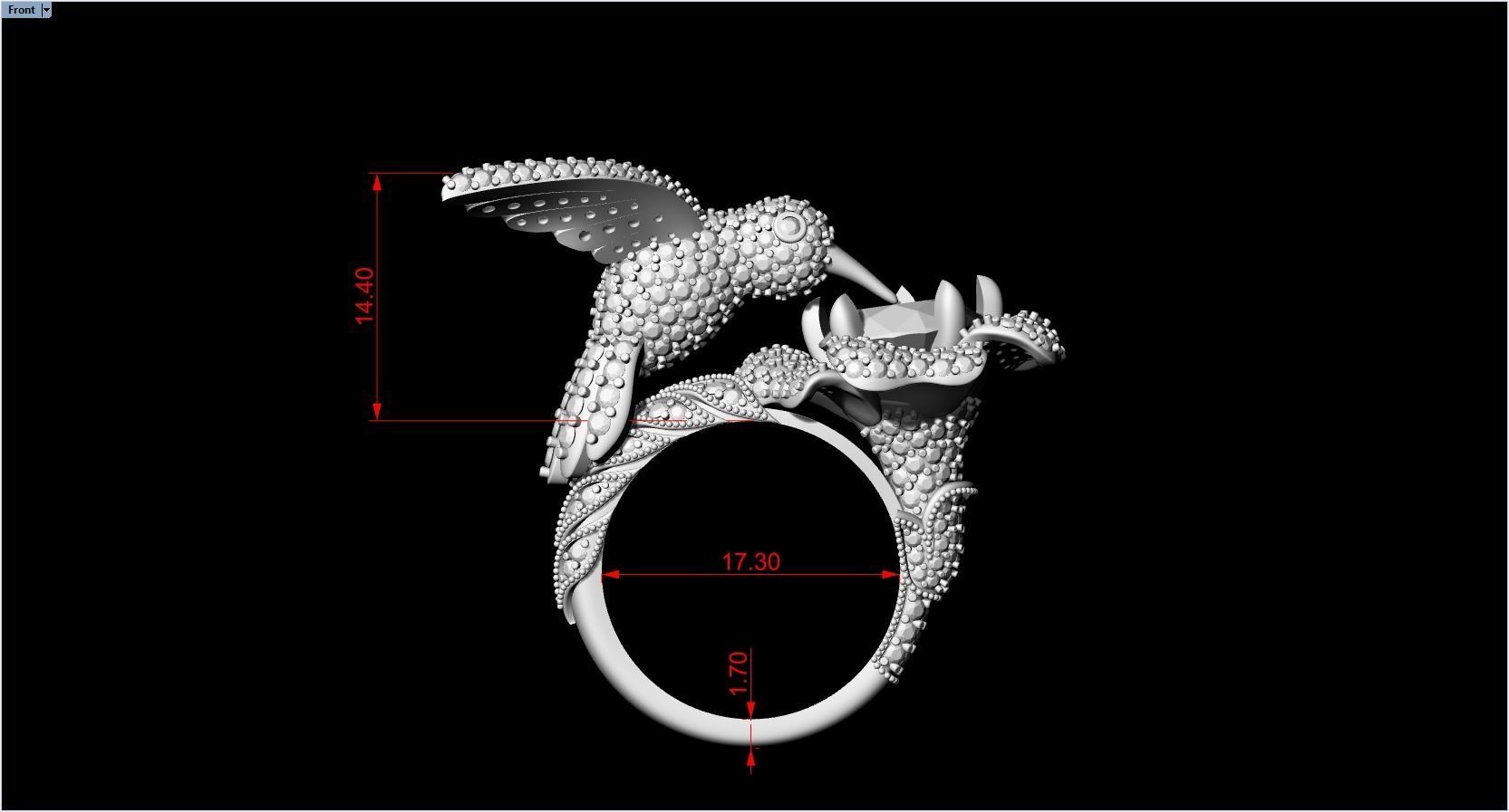 jewelry ring with precious stones exclusive 3D print model_3