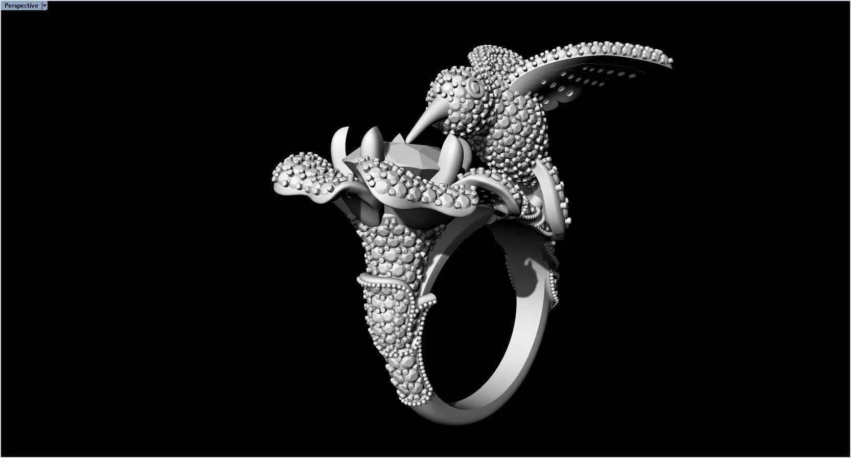 jewelry ring with precious stones exclusive 3D print model_44