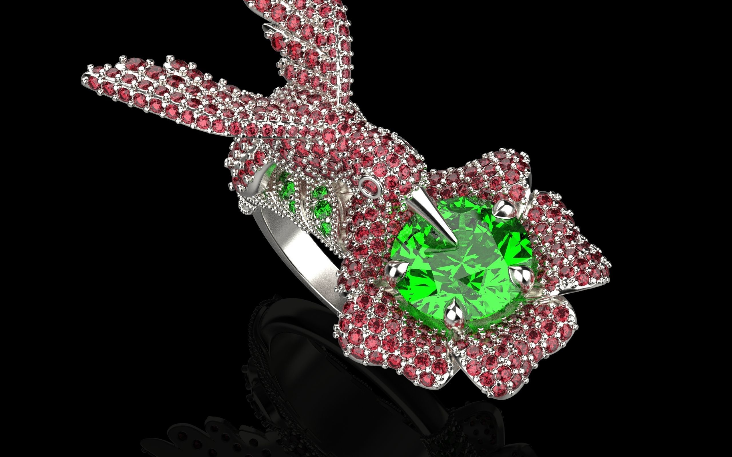 jewelry ring with precious stones exclusive 3D print model_34