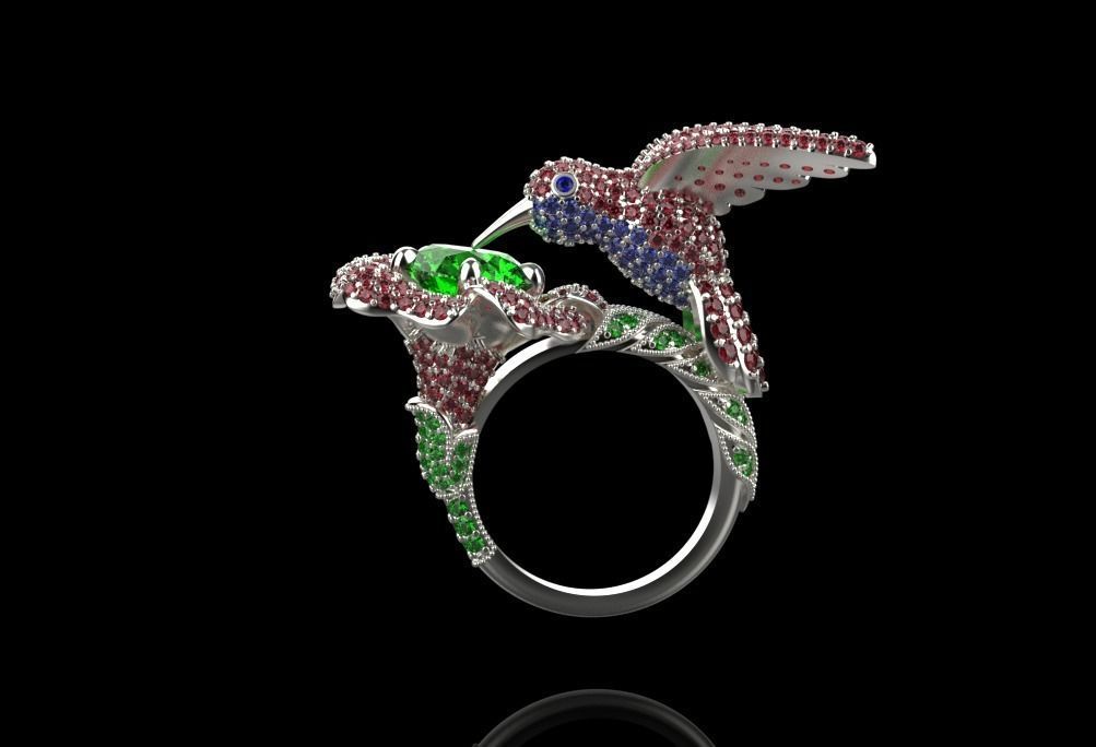 jewelry ring with precious stones exclusive 3D print model_14