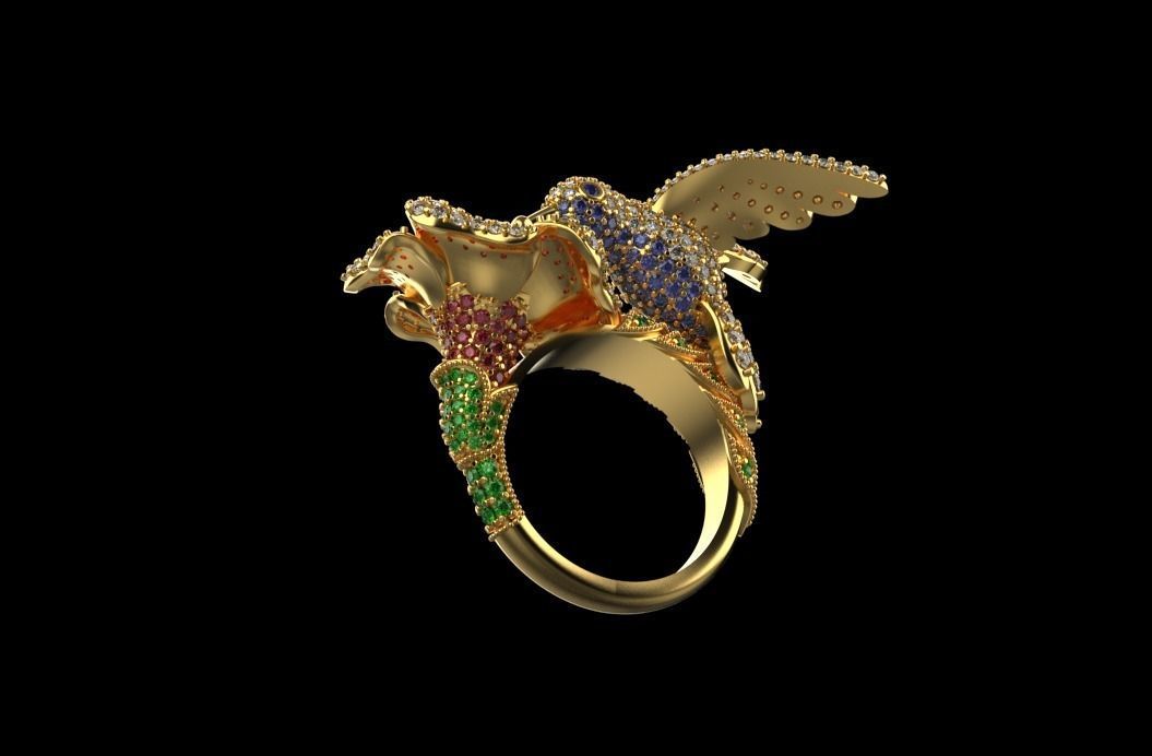 jewelry ring with precious stones exclusive 3D print model_24