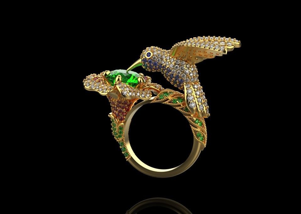 jewelry ring with precious stones exclusive 3D print model_23
