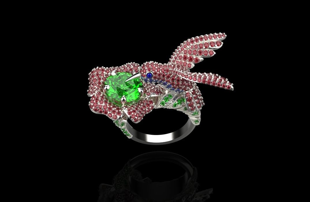 jewelry ring with precious stones exclusive 3D print model_15