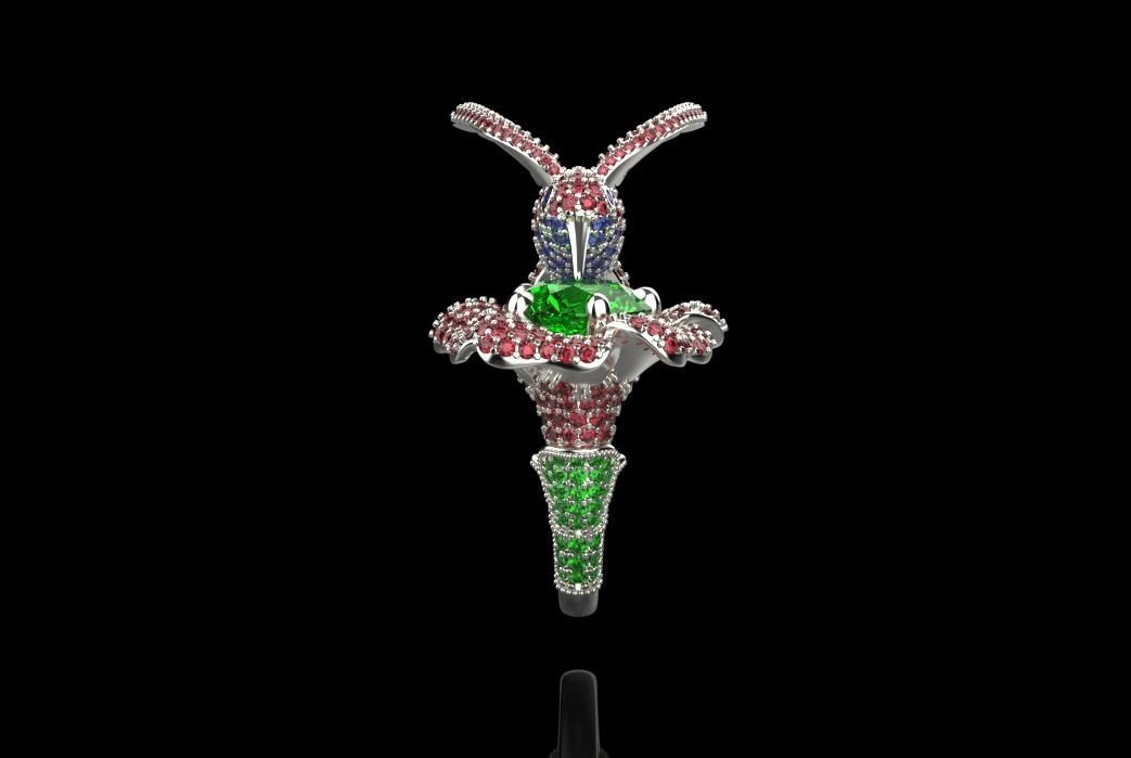 jewelry ring with precious stones exclusive 3D print model_18