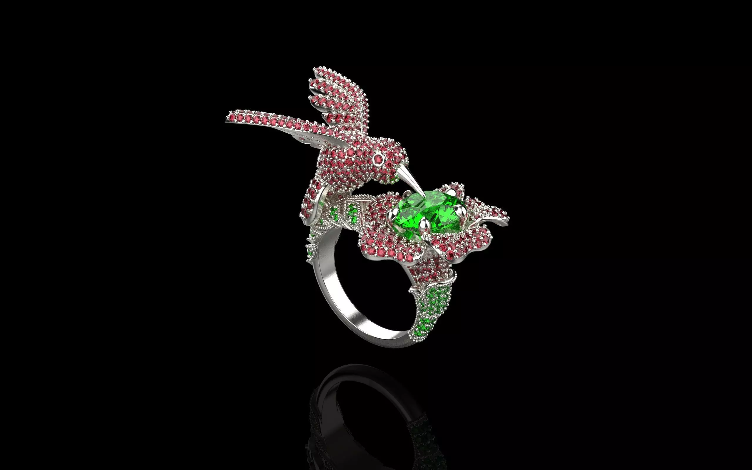 jewelry ring with precious stones exclusive 3D print model_0