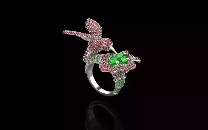jewelry ring with precious stones exclusive 3D print model