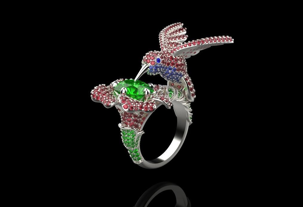 jewelry ring with precious stones exclusive 3D print model_17