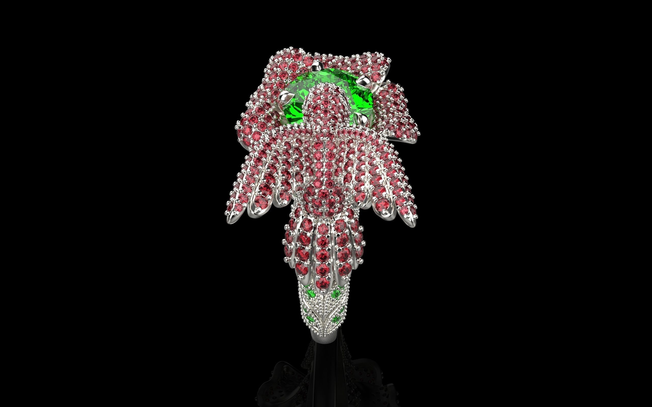 jewelry ring with precious stones exclusive 3D print model_31