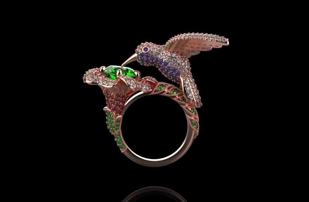 jewelry ring with precious stones exclusive 3D print model_29