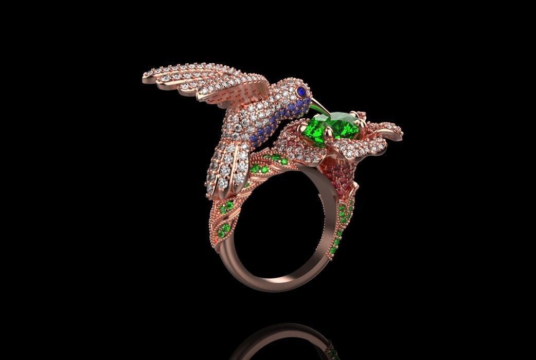 jewelry ring with precious stones exclusive 3D print model_27