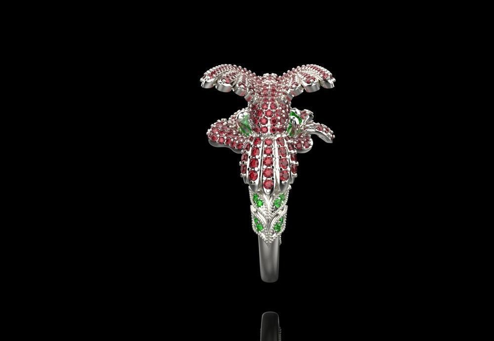 jewelry ring with precious stones exclusive 3D print model_12