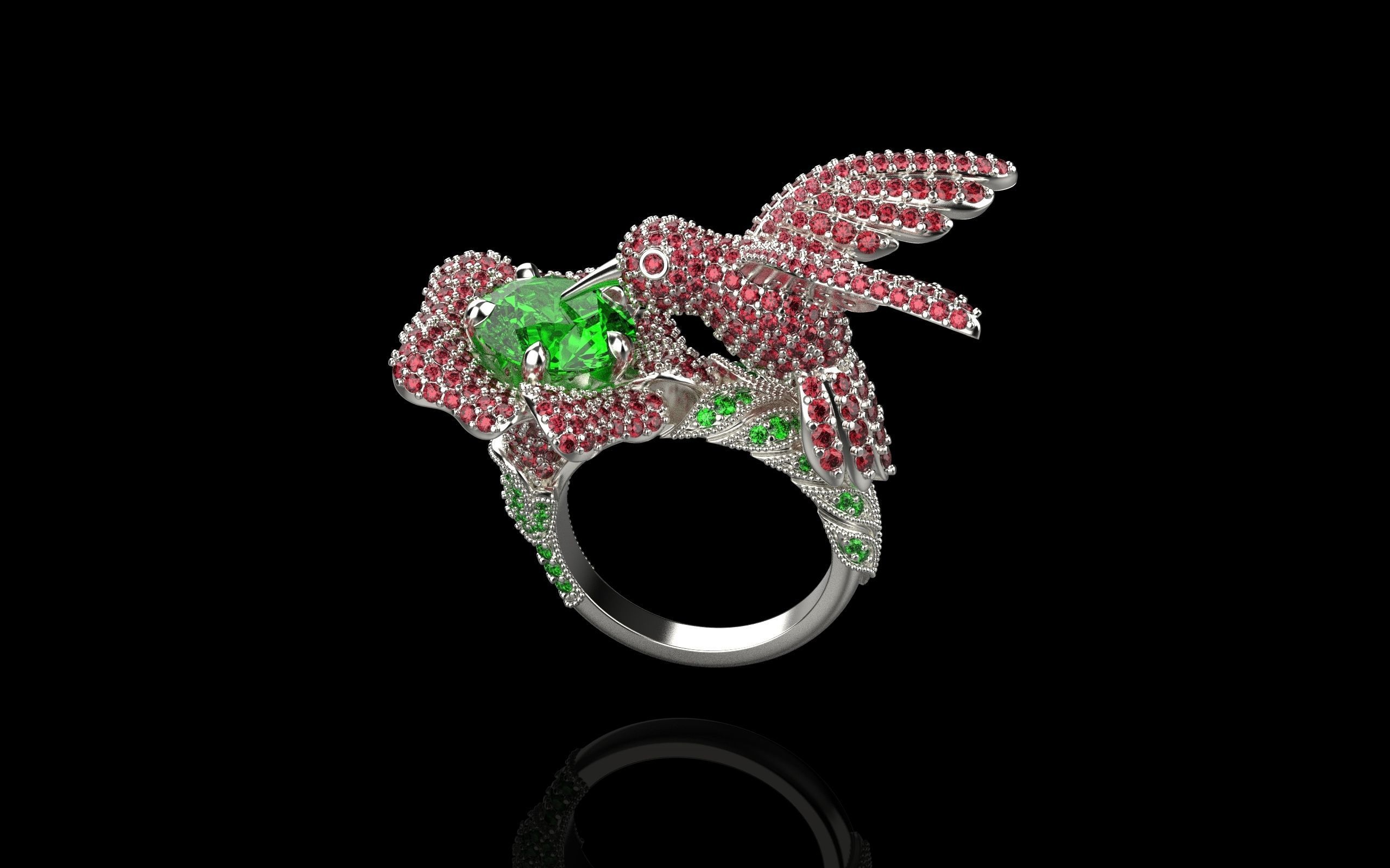 jewelry ring with precious stones exclusive 3D print model_37