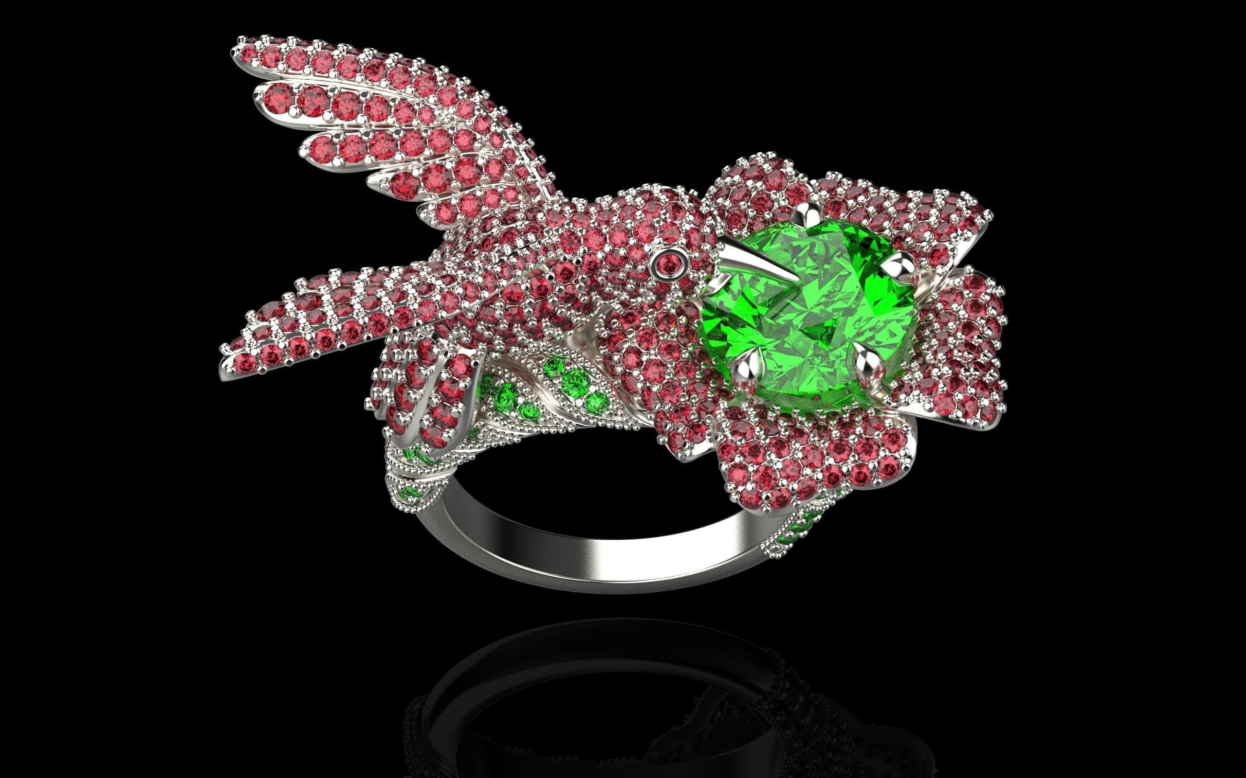 jewelry ring with precious stones exclusive 3D print model_33