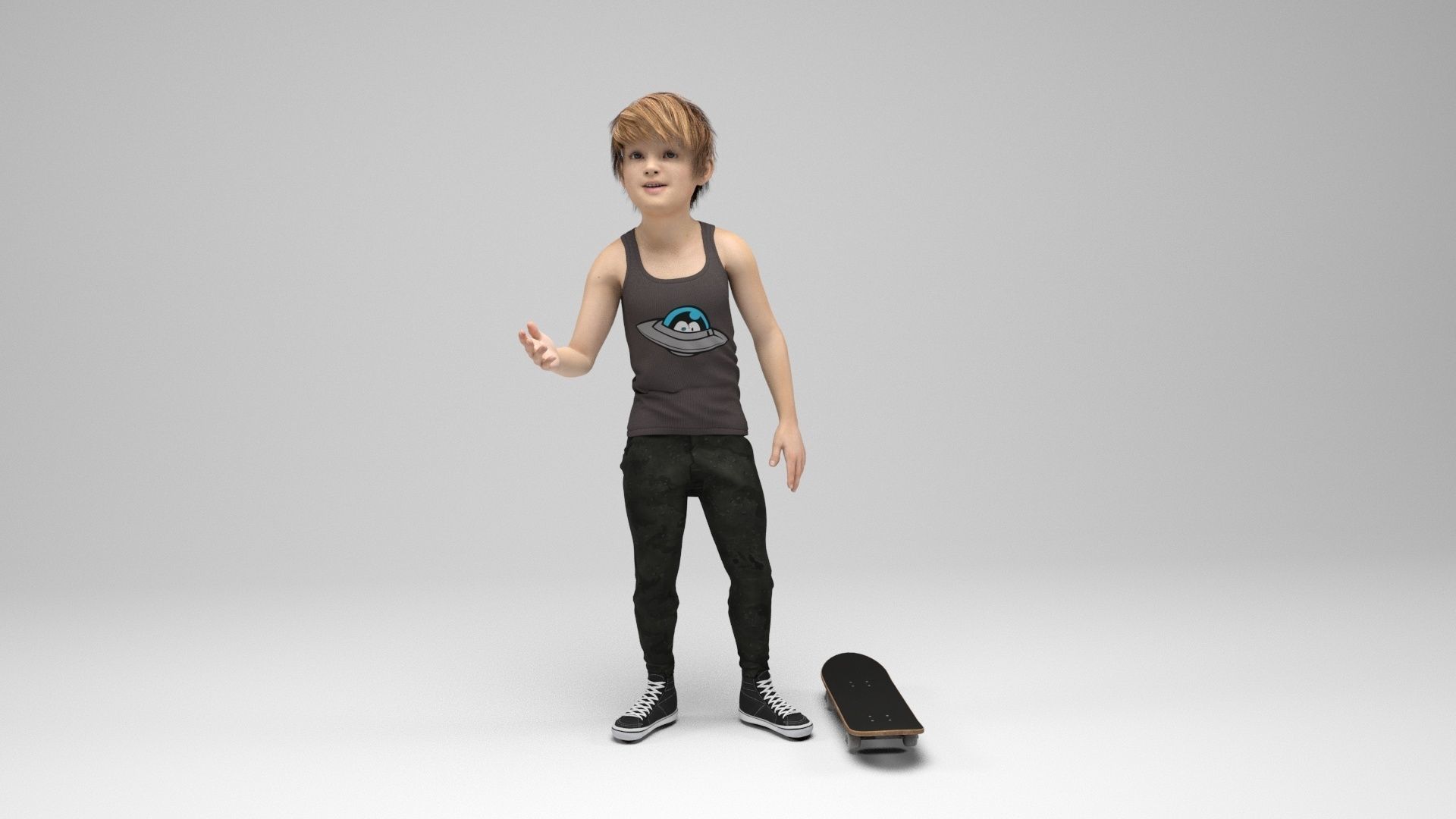 Boy 9 girl on skateboard 3D model_9