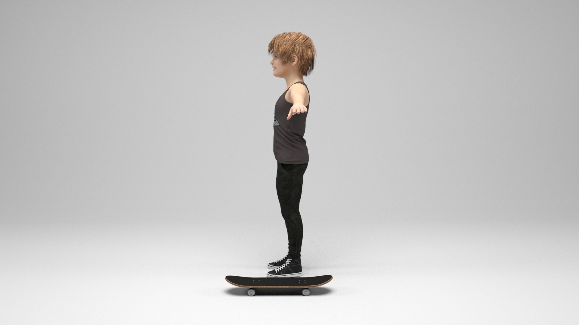 Boy 9 girl on skateboard 3D model_3