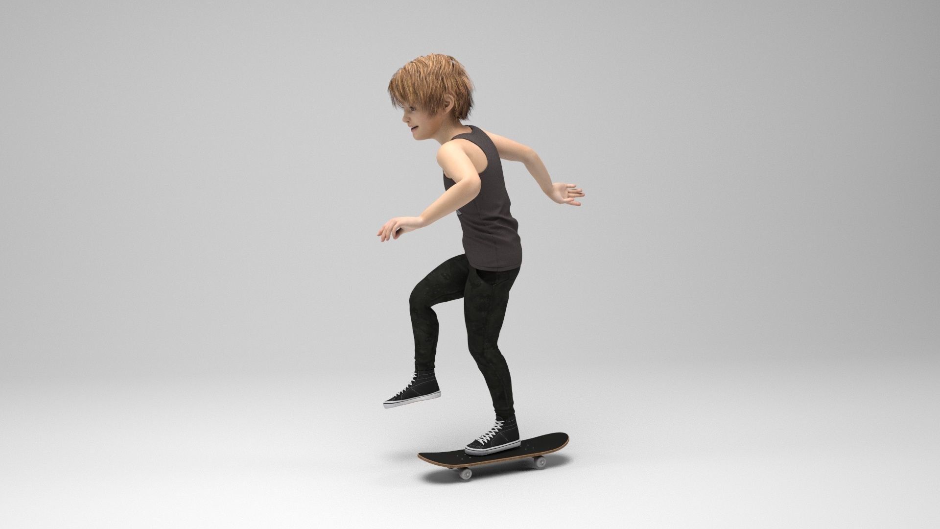 Boy 9 girl on skateboard 3D model_8