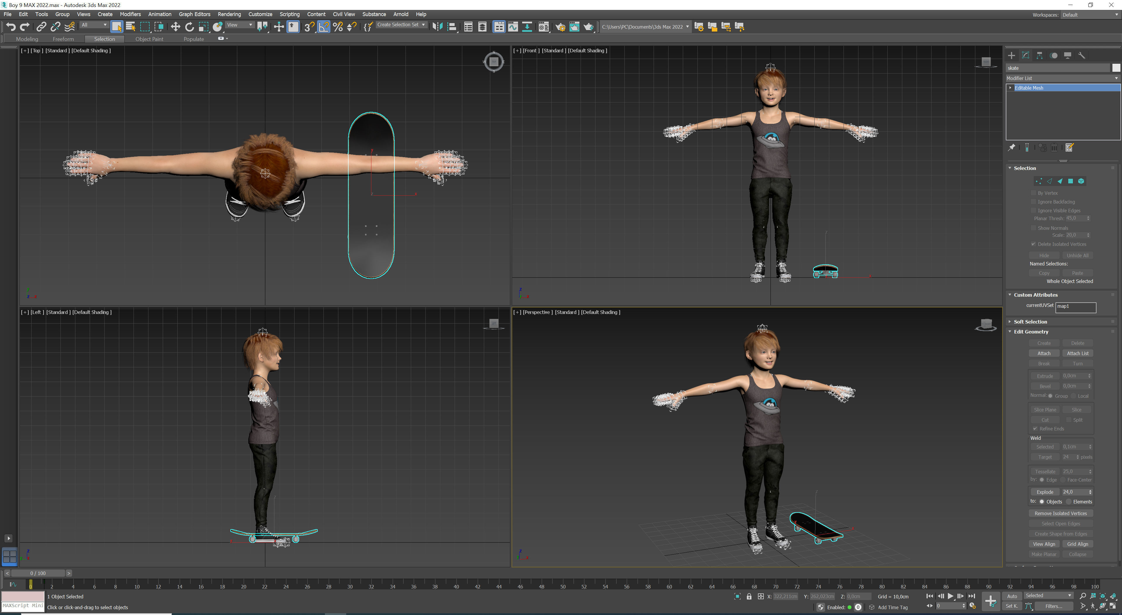 Boy 9 girl on skateboard 3D model_11