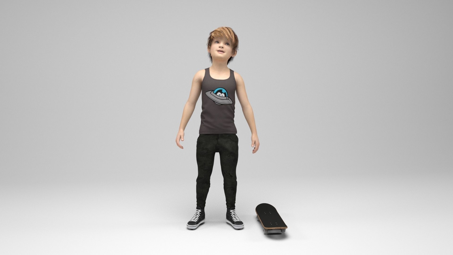 Boy 9 girl on skateboard 3D model_6