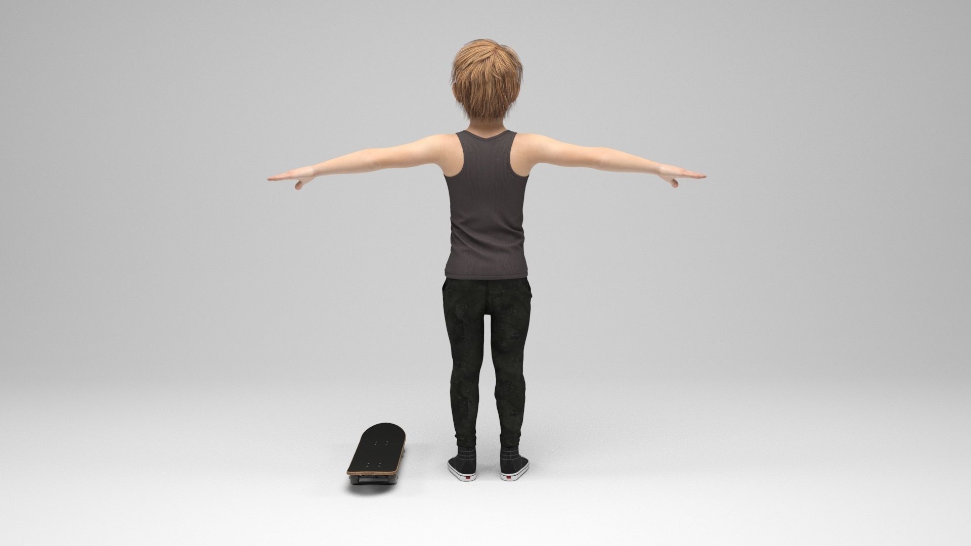 Boy 9 girl on skateboard 3D model_4