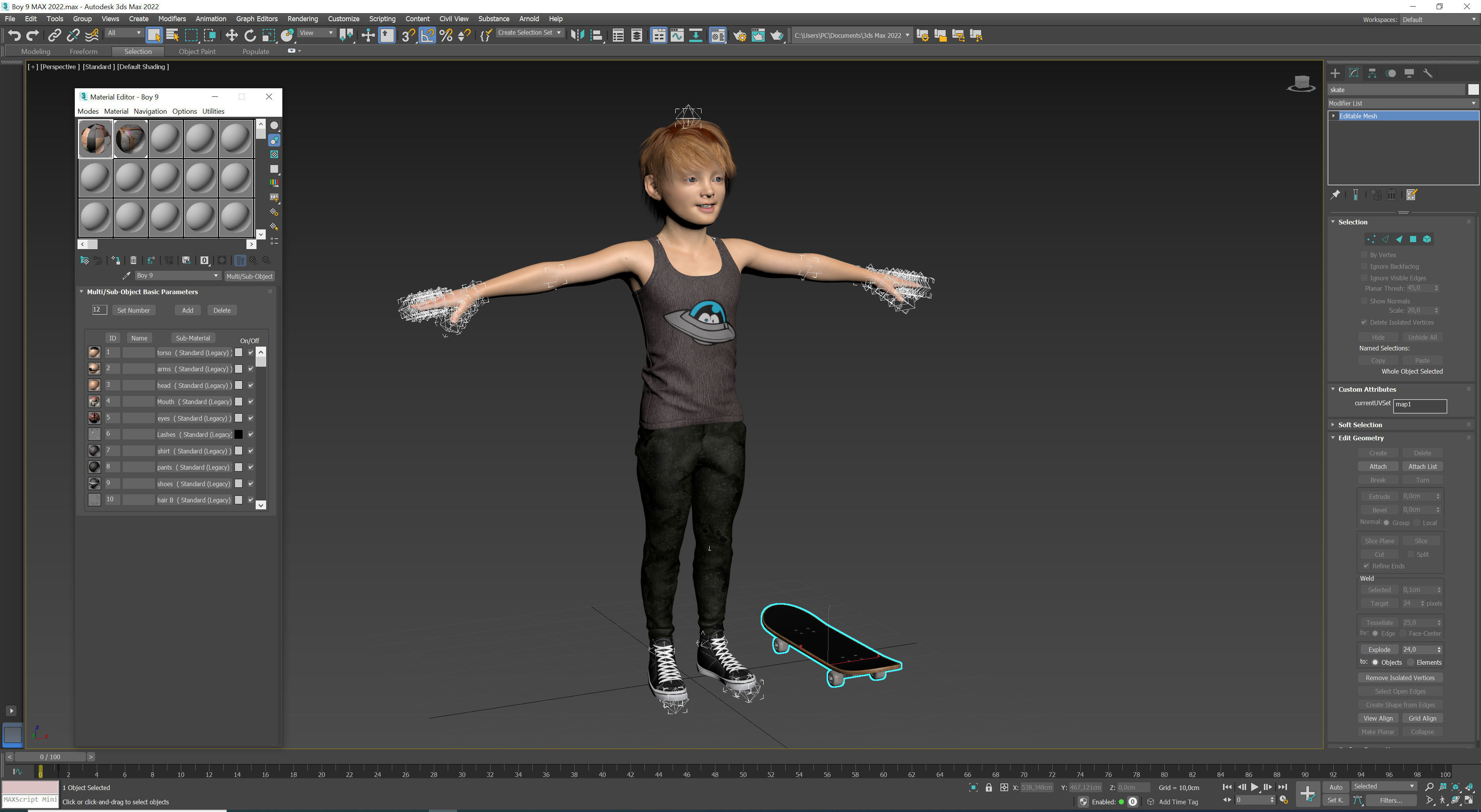Boy 9 girl on skateboard 3D model_12