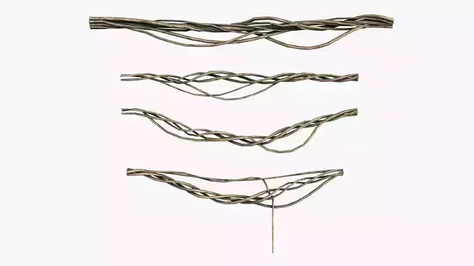 Root braided Vines Set Low-poly 3D model