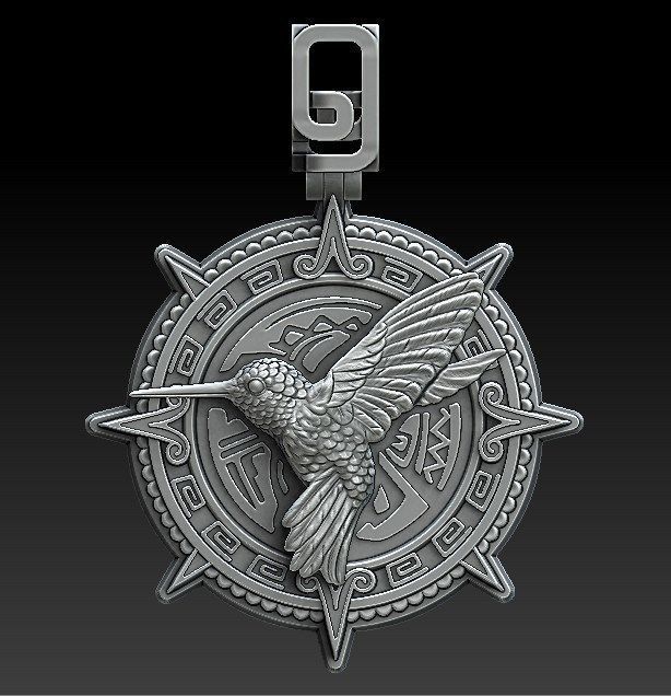 hummingbird pendant 3D print model_4