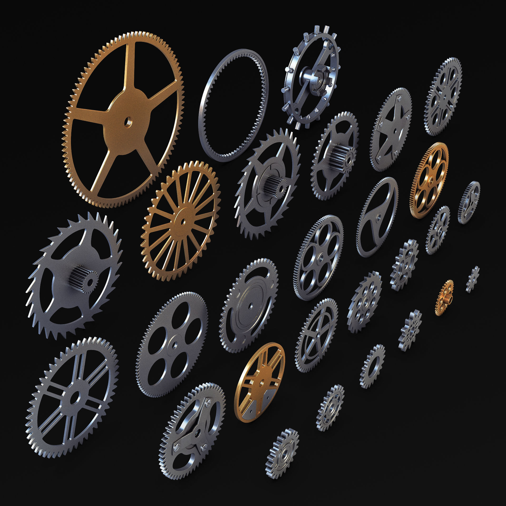 Gears Set v 2 3D model_1