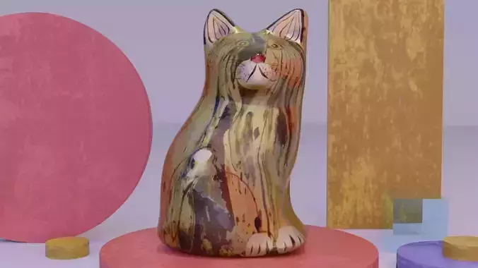 The cat ceramic figure
