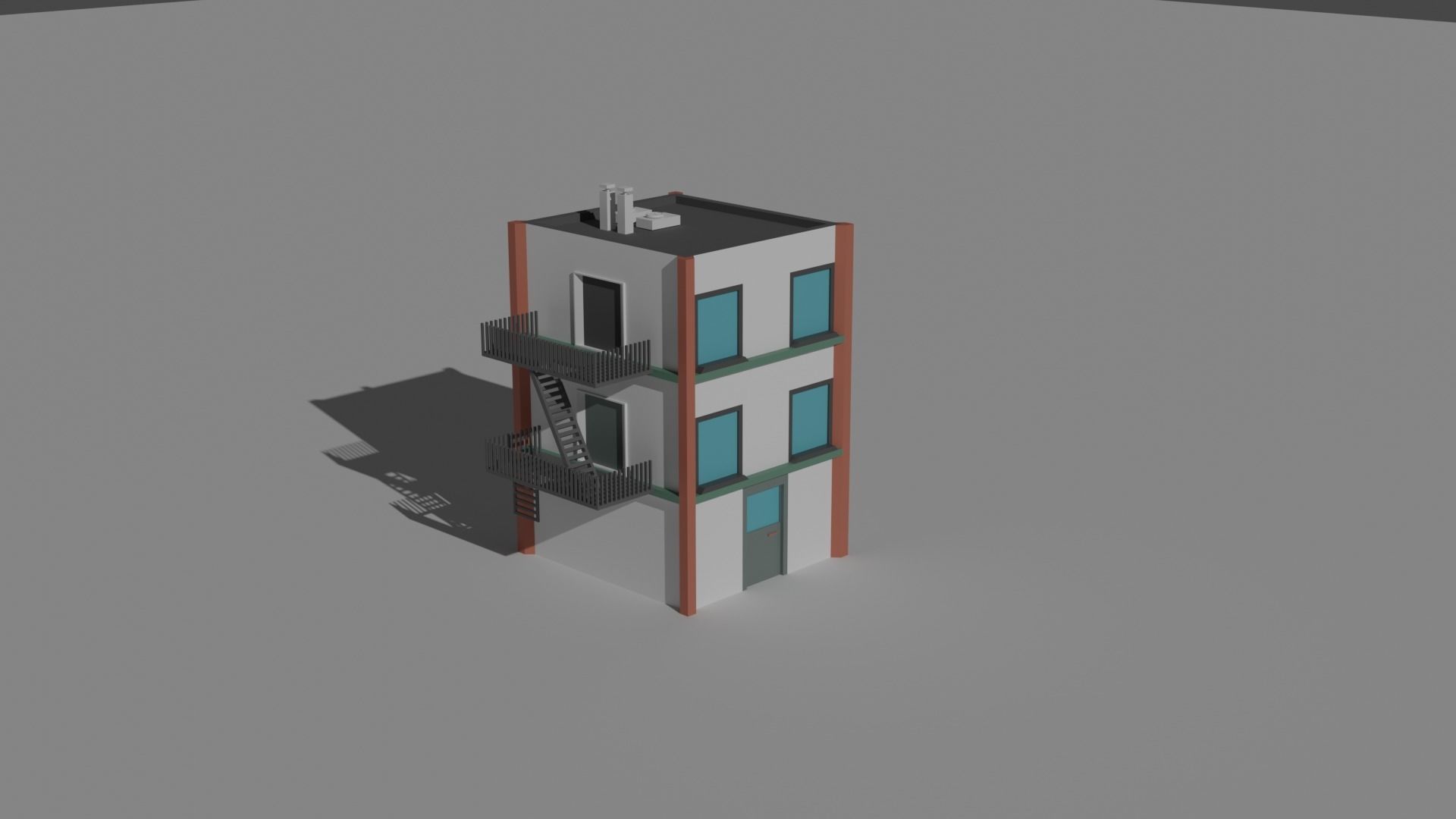 Low Poly  Building and Shop Set Low-poly 3D model_10